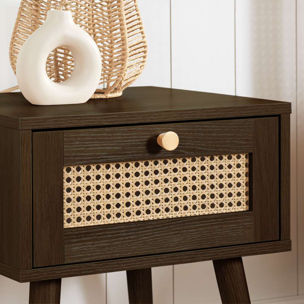 Croxley Single Drawer Rattan Bedside Table Image 7