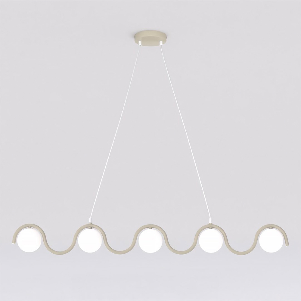 Emibig Sinus 5 Light Beige Linear Design G9 Ceiling Pendant Light Image 3