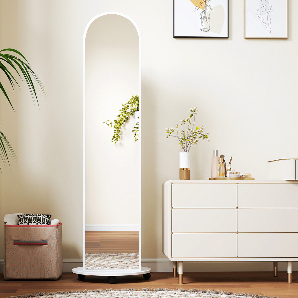HOMCOM 2-in-1 White Full Length Mirror with Wheels Image 4