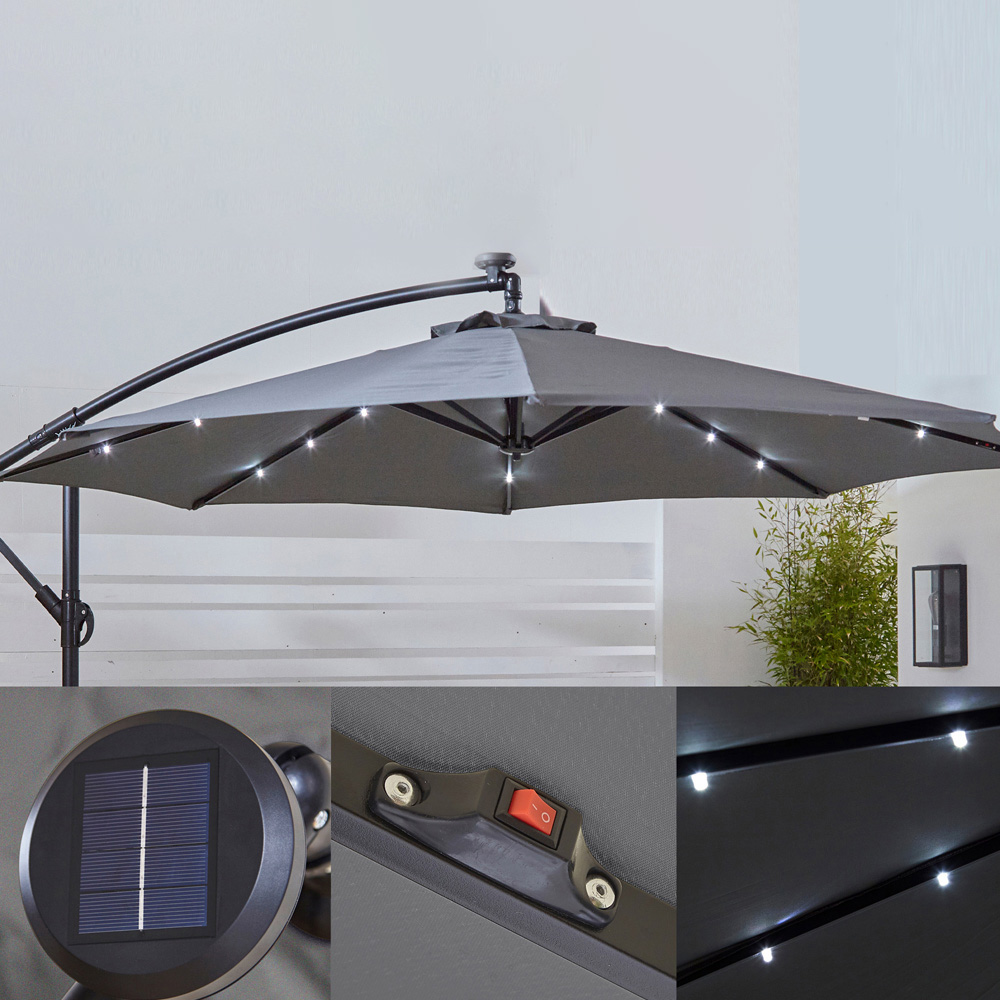 Neo Grey LED Parasol with Water Base Image 5