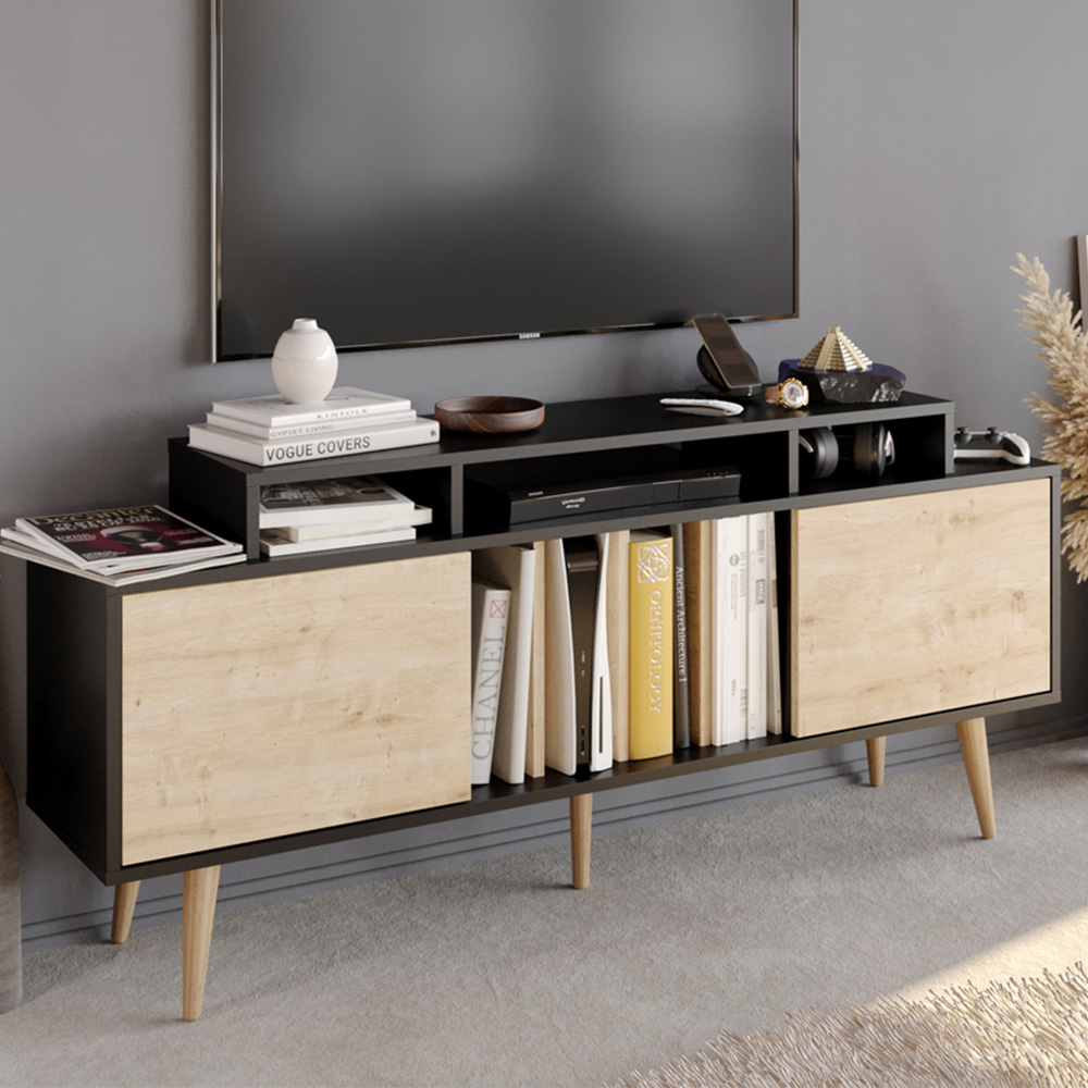 Decorotika Char Black and Oak TV Unit Image 1