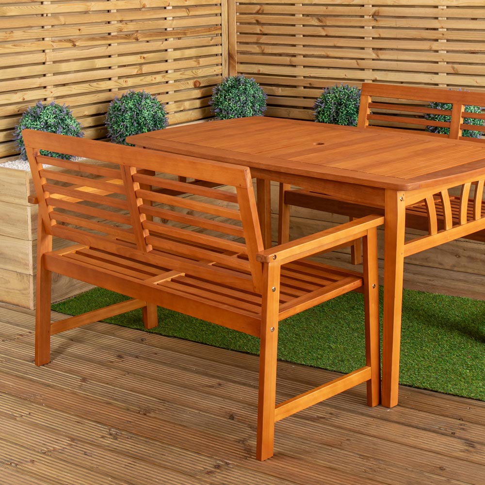 Samuel Alexander 4 Seater Wooden Garden Dining Bench Set Image 6