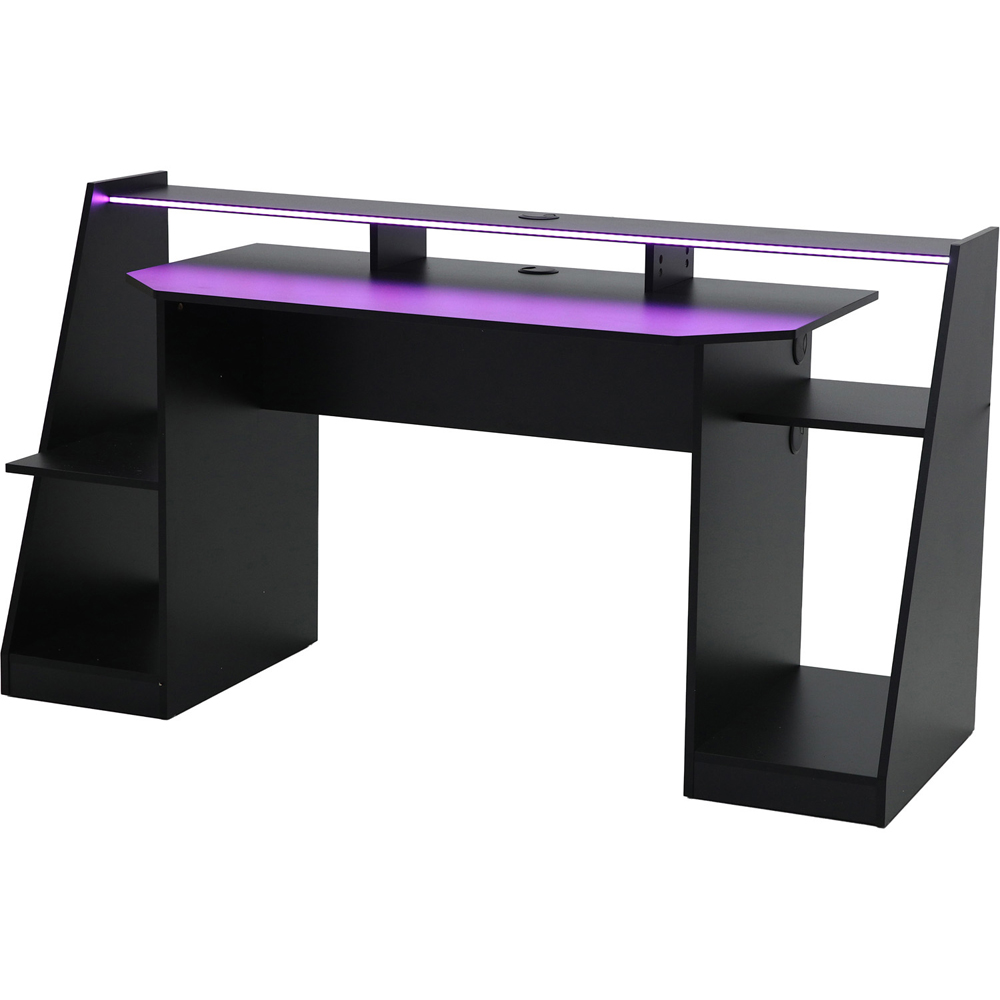 LED Gaming Double Screen Desk Black Image 3