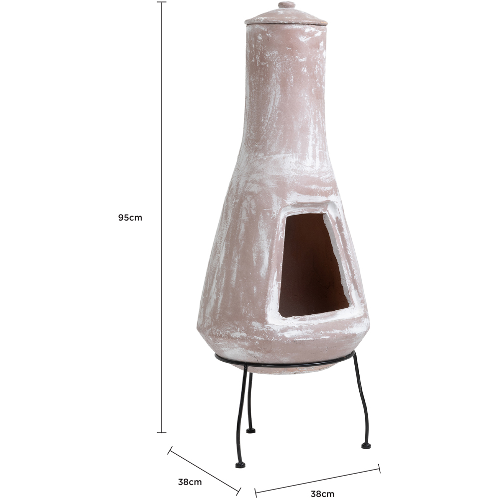 Snug Barcelona Natural Slender Design Large Clay Chiminea with Lid and Iron Stand Image 9