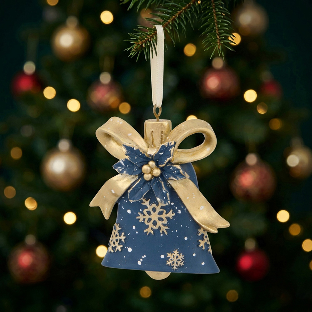 Navy and Gold Bell Decoration Image 2