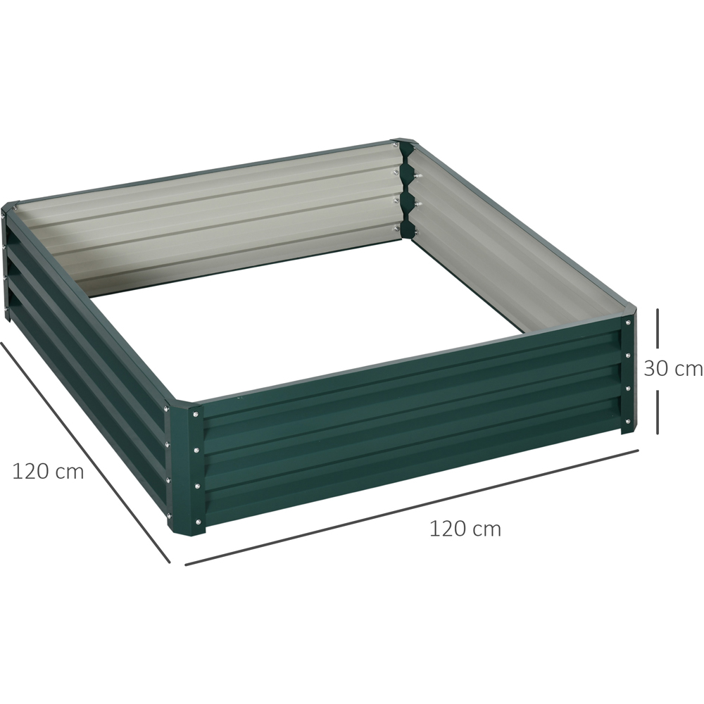 Outsunny Green Galvanised Steel Square Raised Garden Bed Planter 30 x 120 x 120cm Image 8