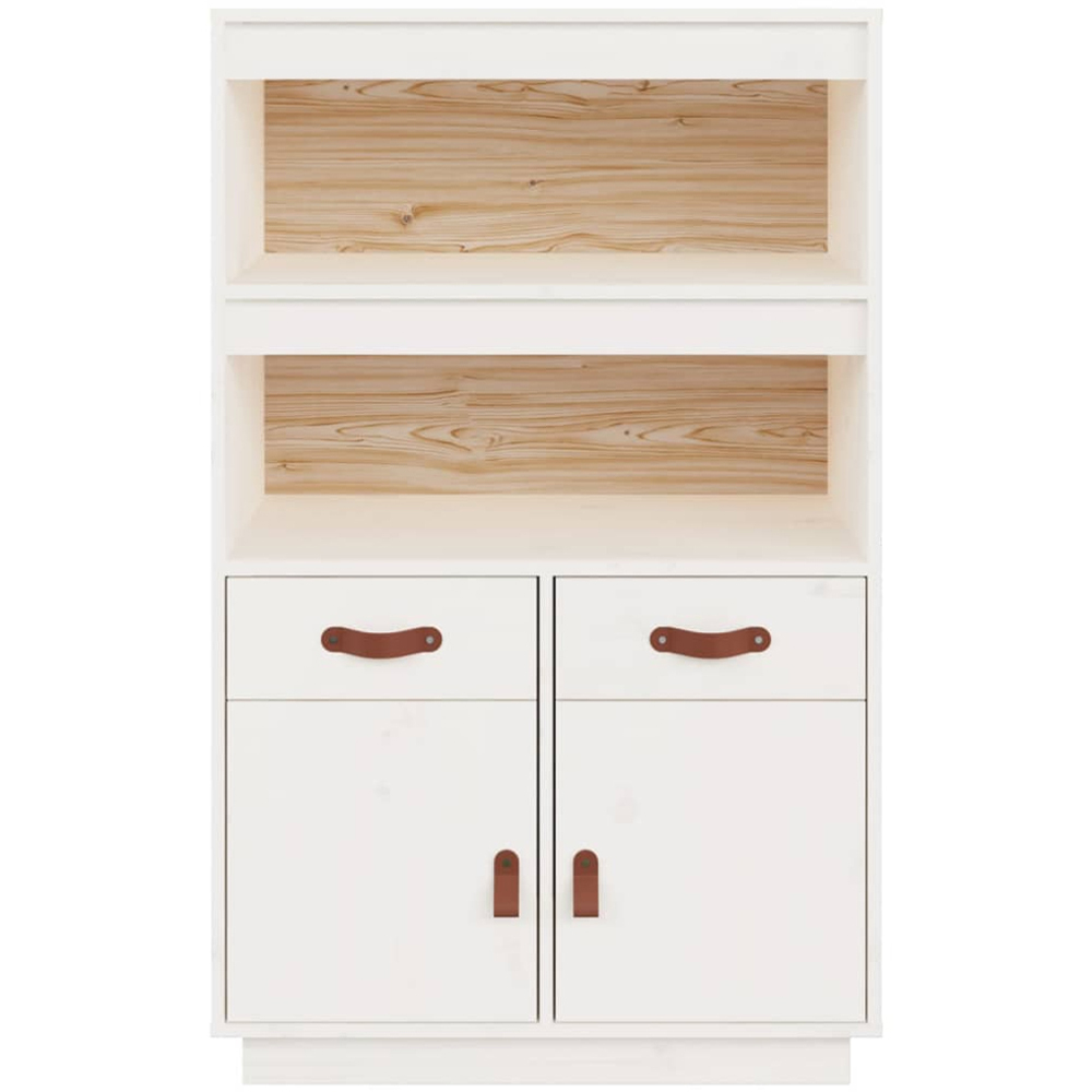 vidaXL 2 Door 2 Drawer 2 Shelf White Solid Pine Highboard Image 3