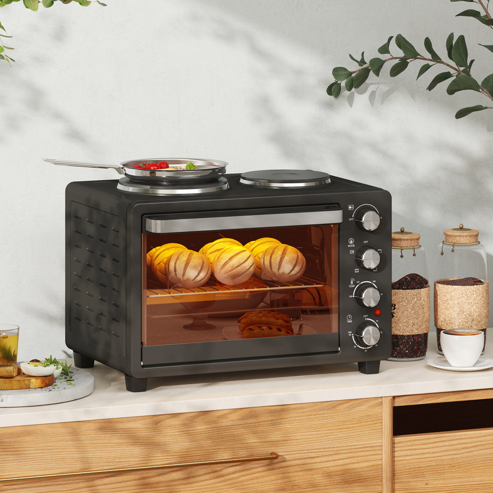 HOMCOM 800-198V70BK Black 28L Countertop Toaster Oven 2600W Image 2