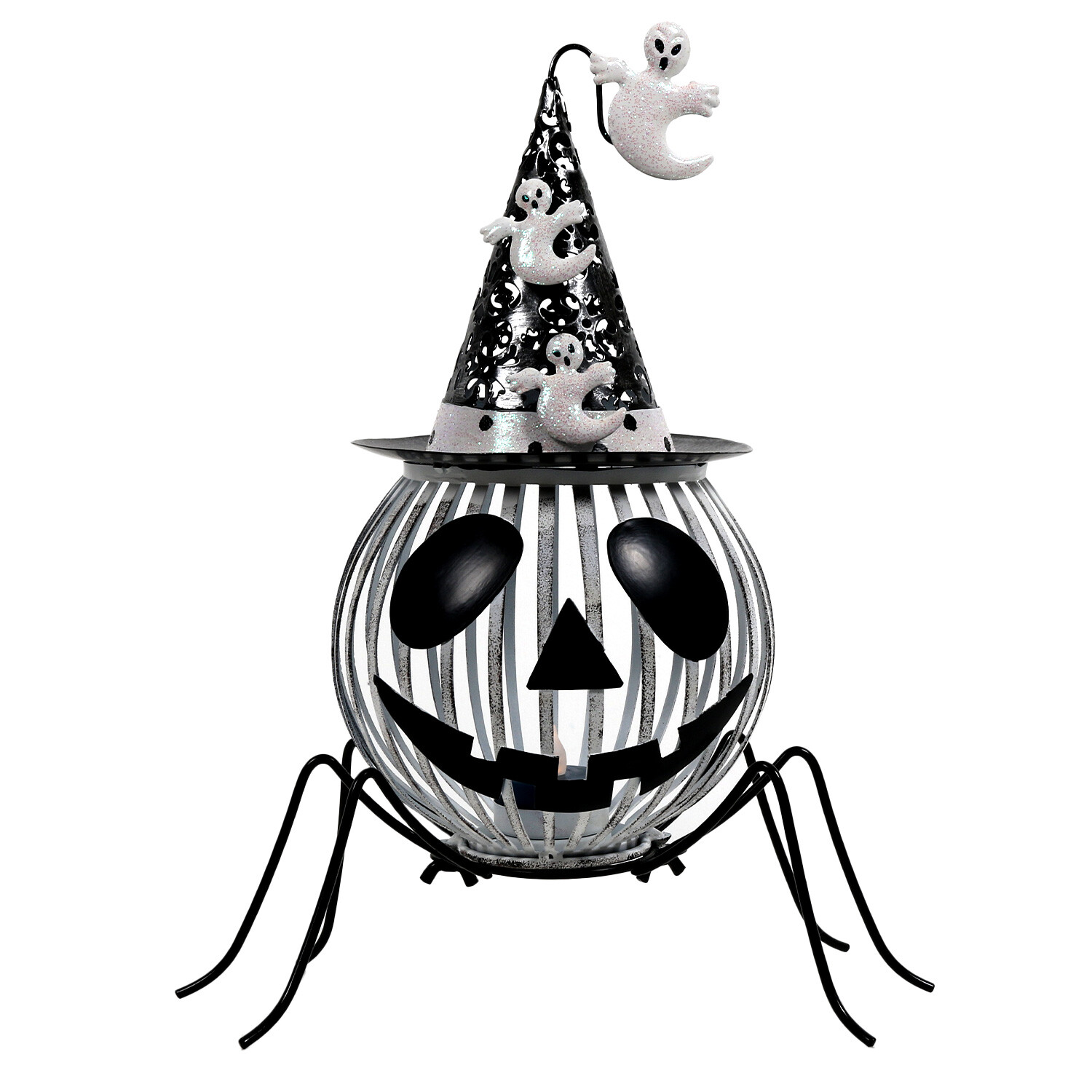 Halloween Spider Pumpkin Candle Holder Image 1