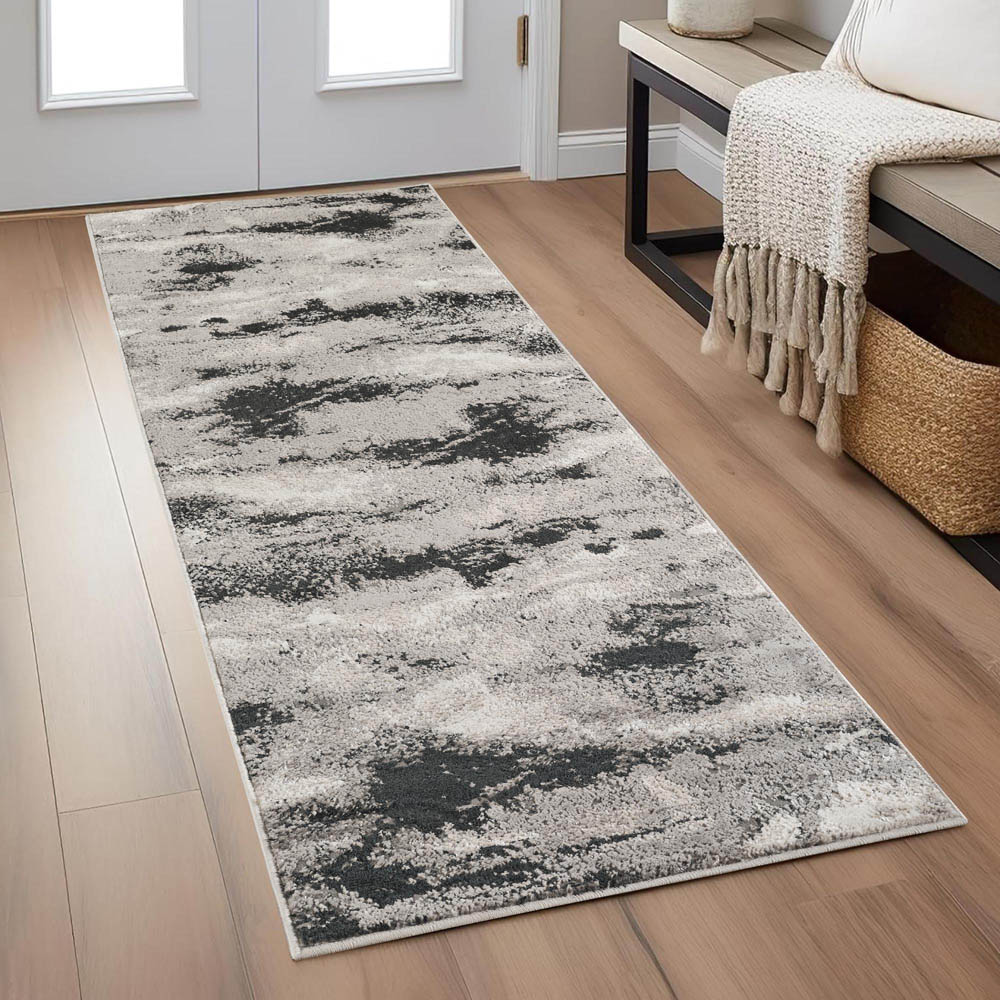 Desire Rugs Elysium Modern Abstract Action Metallic Mist Grey Rug 120 x 170cm Image 2
