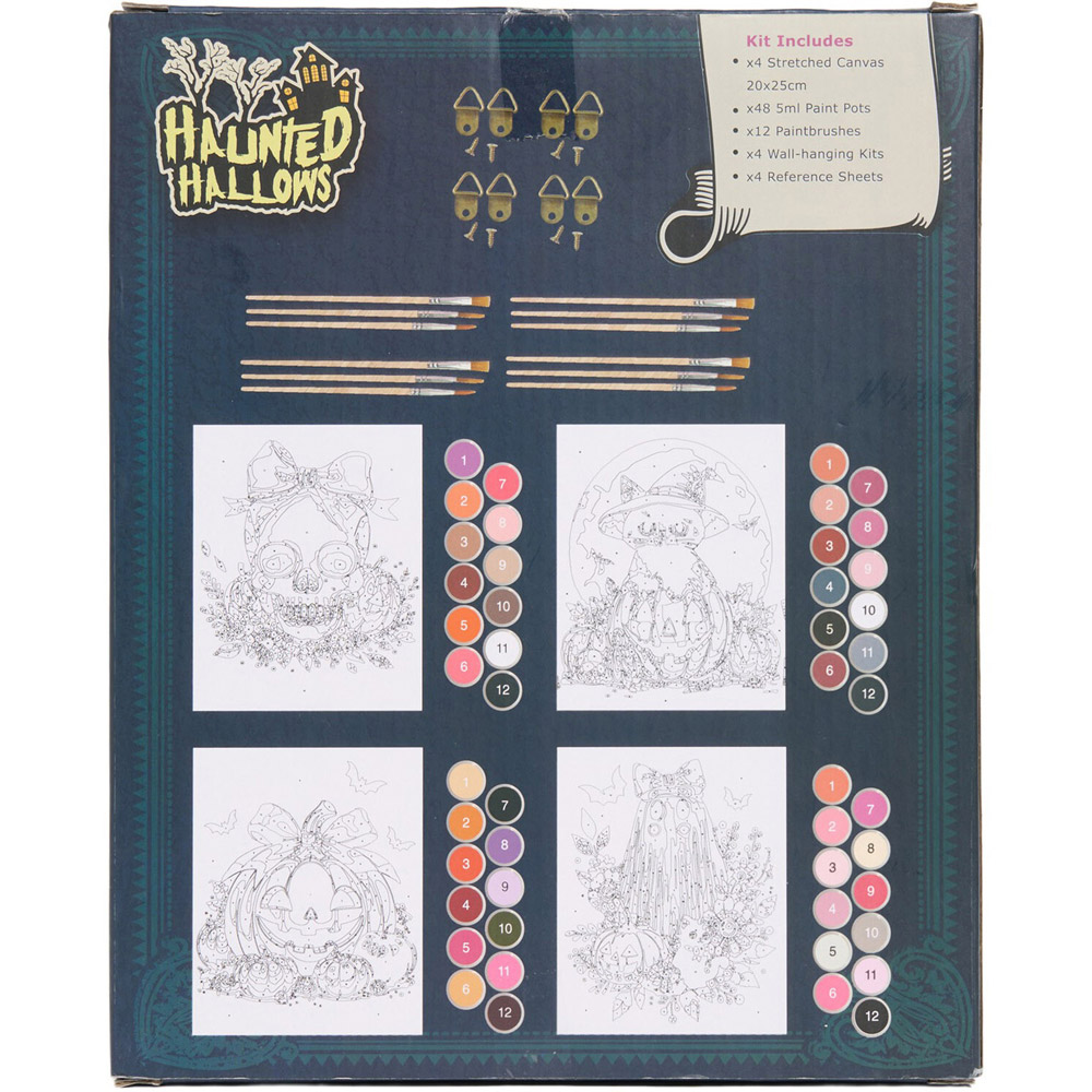 Pack of 4 Paint by Numbers Spooky Cute Canvas Kits Image 3