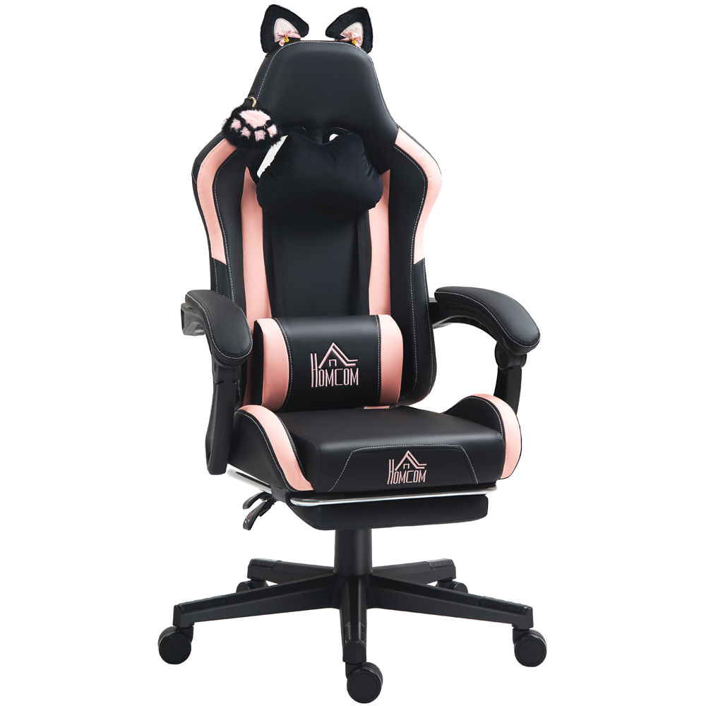 HOMCOM Black Reclining Gaming Chair with Footrest Image 2
