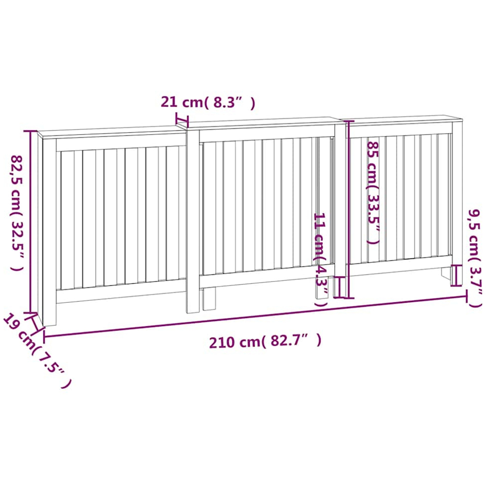 vidaXL White Pine Wood Radiator Cover 850 x 2100mm Image 6