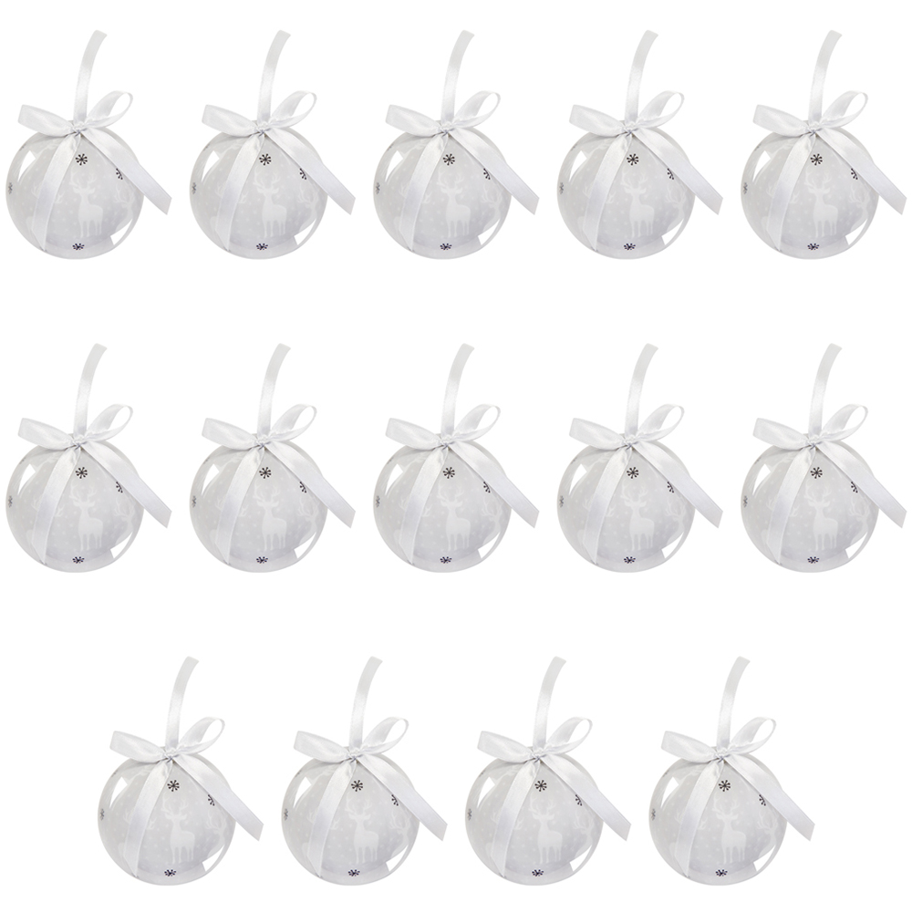 The Christmas Workshop White and Silver Reindeer Bauble 14 Pack Image 1
