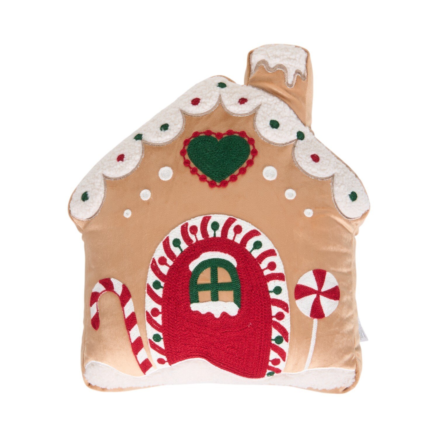 Festive Gingerbread House Cushion Neutral Image 1