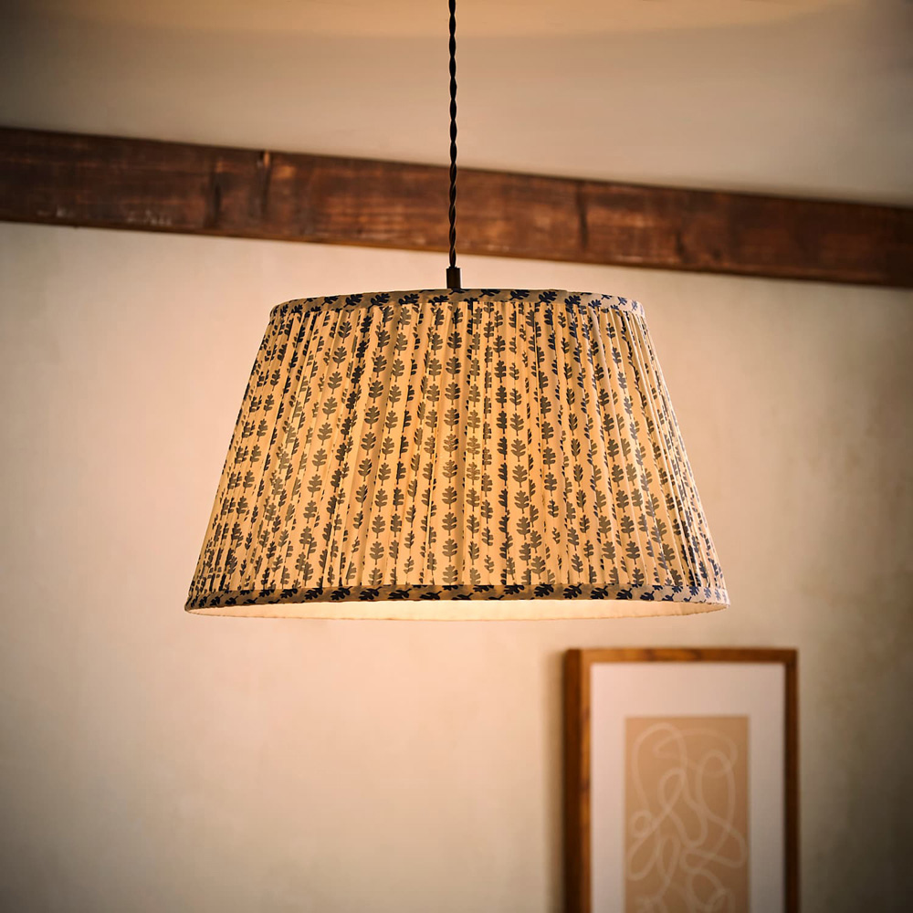 ValueLights Grange Blue Floral Pleated Large Pendant Shade Image 6