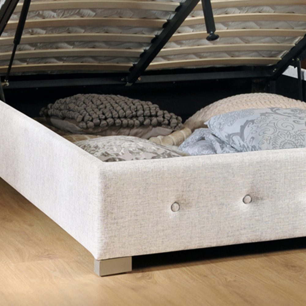 Brooklyn Double Cream Fabric Storage Ottoman Bed Image 2