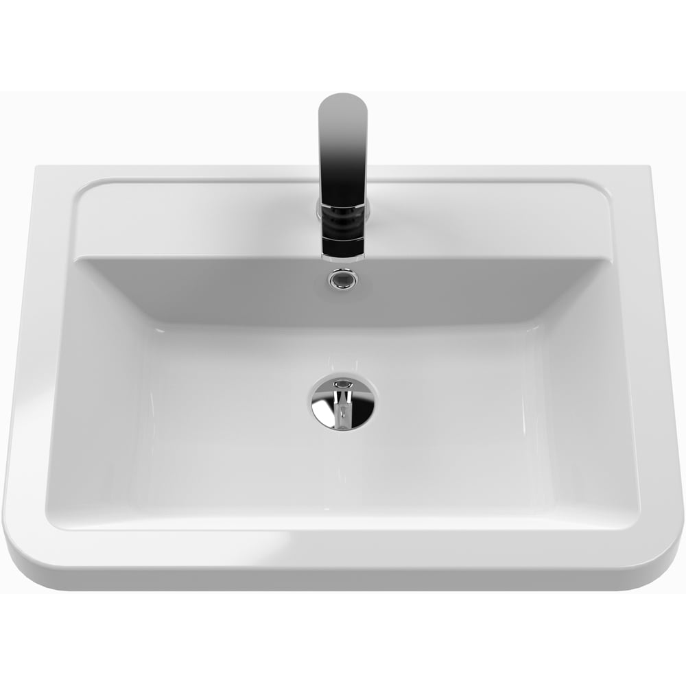 nuie Parade 2 Drawer Gloss White Wall Hung Vanity Unit and 1 Tap Hole Ceramic Basin 600mm Image 3