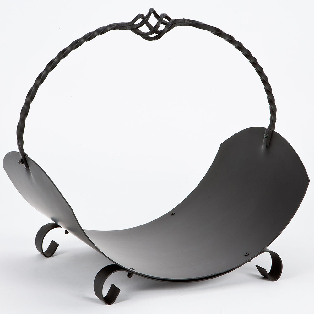 Folding Log Rack with Ornate Handle - Black Image 3