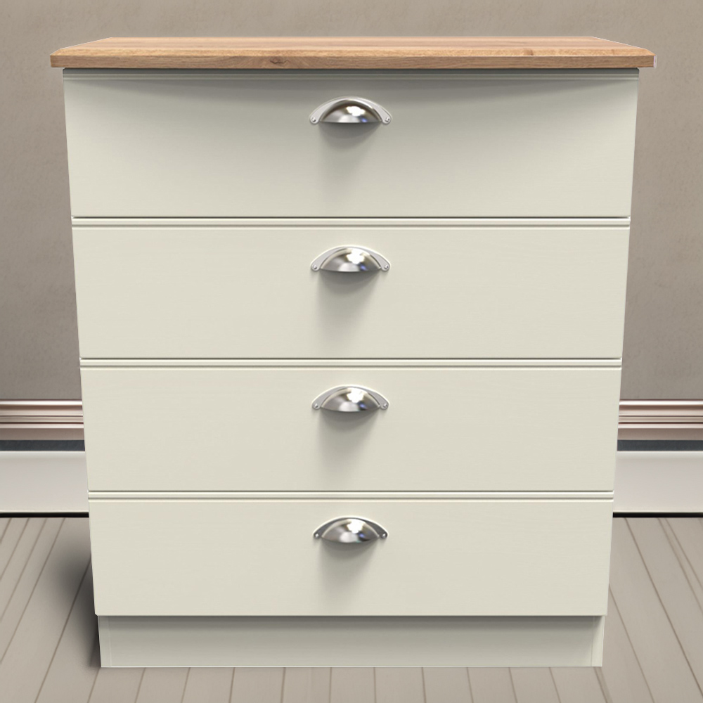 Crowndale Victoria 4 Drawer Cream Ash and Oak Chest of Drawer Image 1