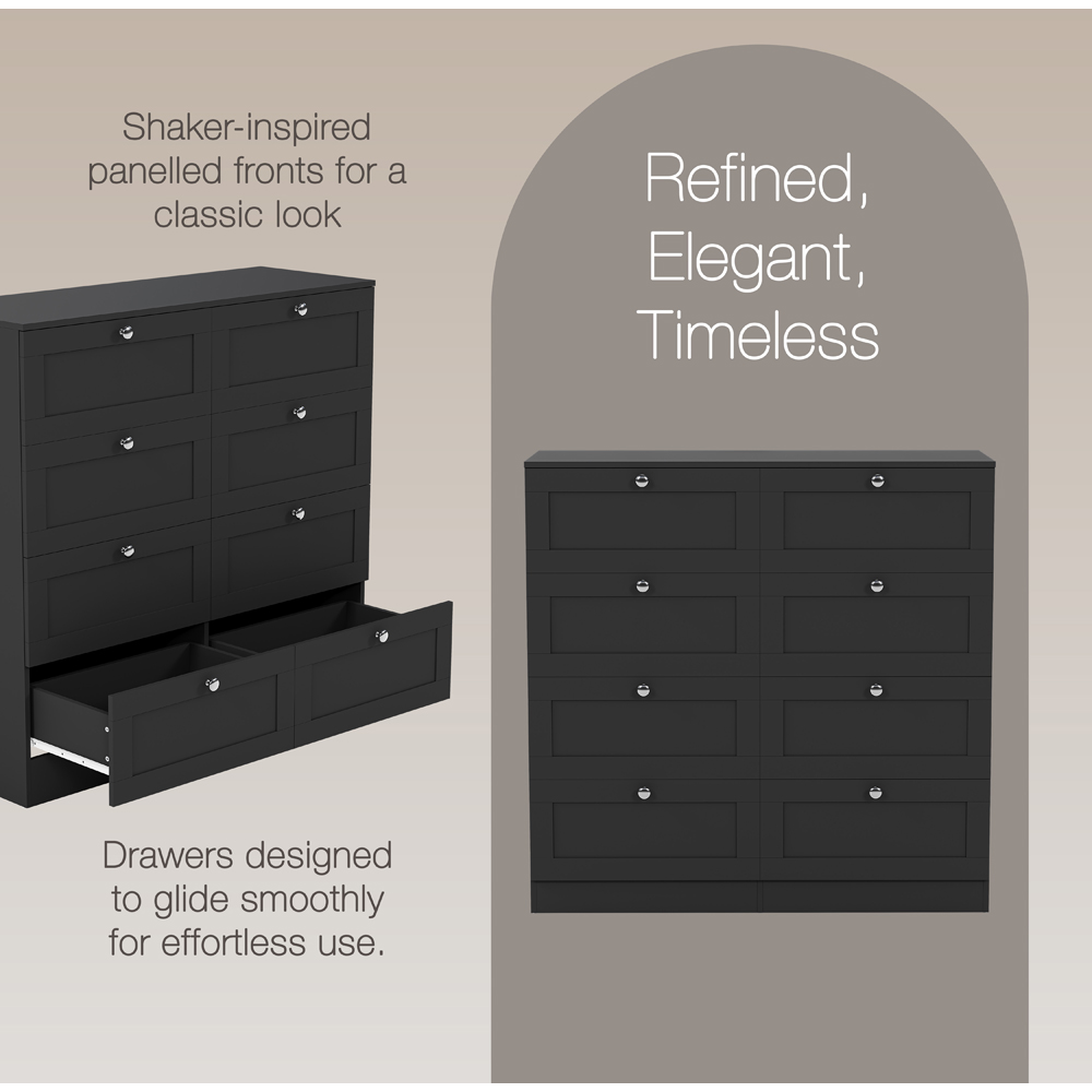 VIDA DESIGNS Altino 8 Drawer Black Shaker-Style Chest of Drawers Image 7