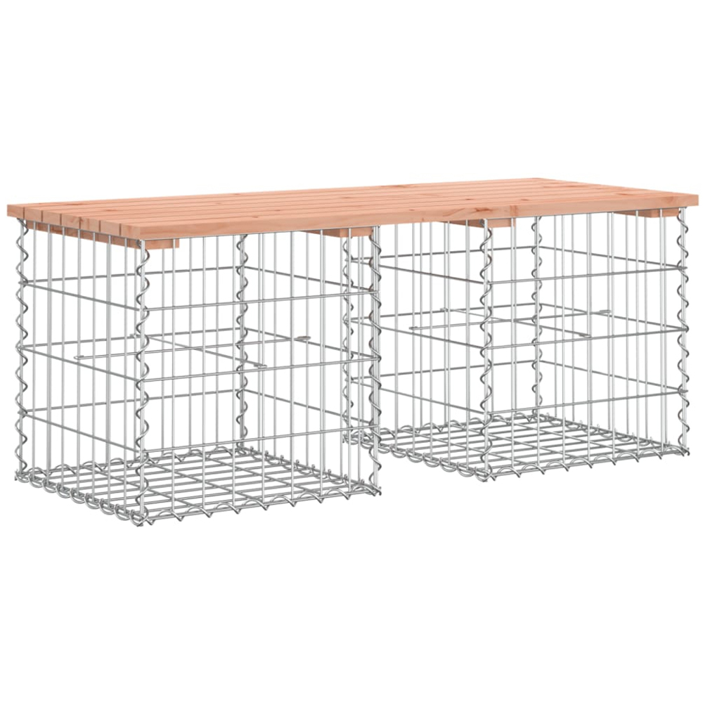 vidaXL Natural Solid Douglas Wood Gabion Design Garden Bench 44 x 103 x 42cm Image 4
