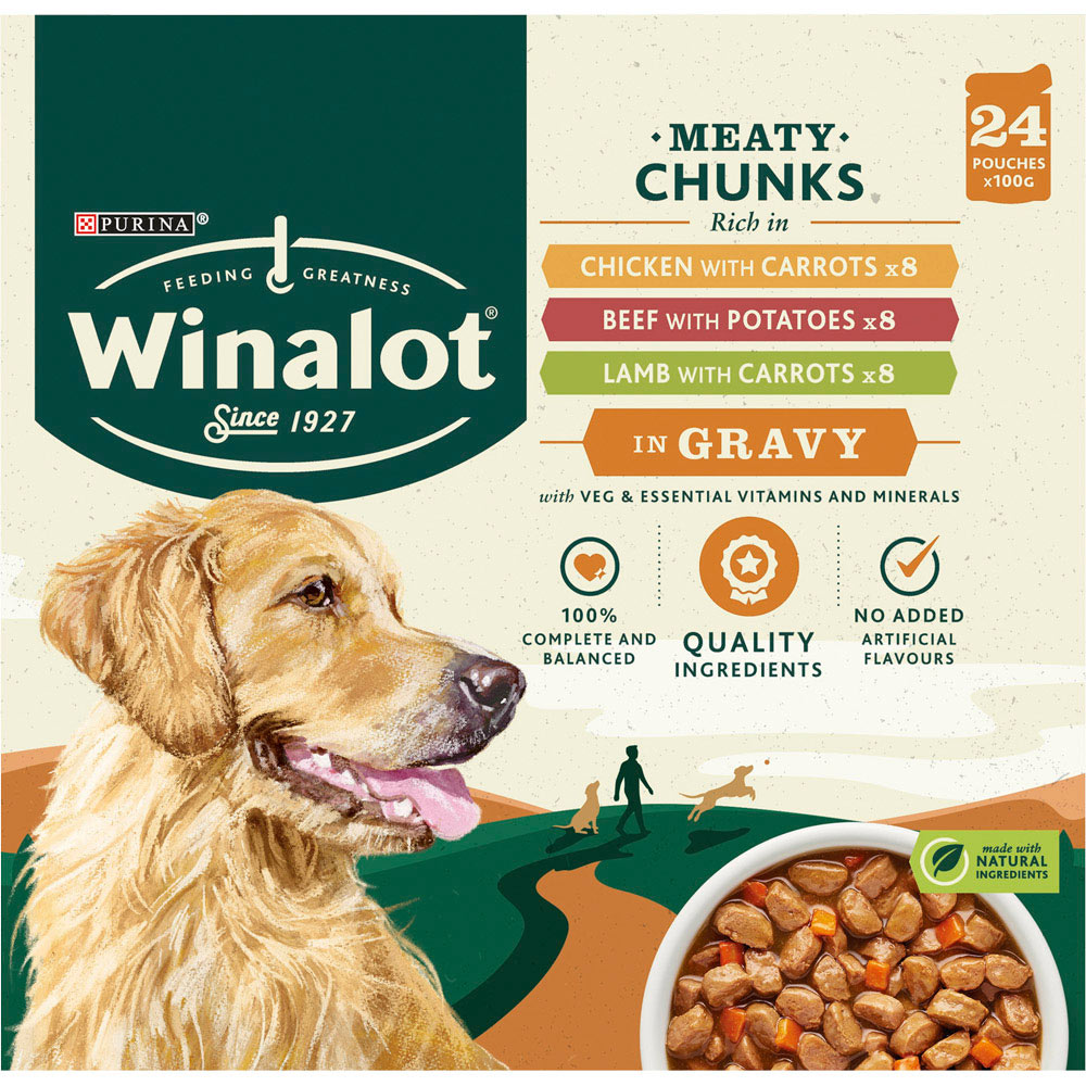 Winalot Pouches Mixed in Gravy Wet Dog Food 24 x 100g Image 3