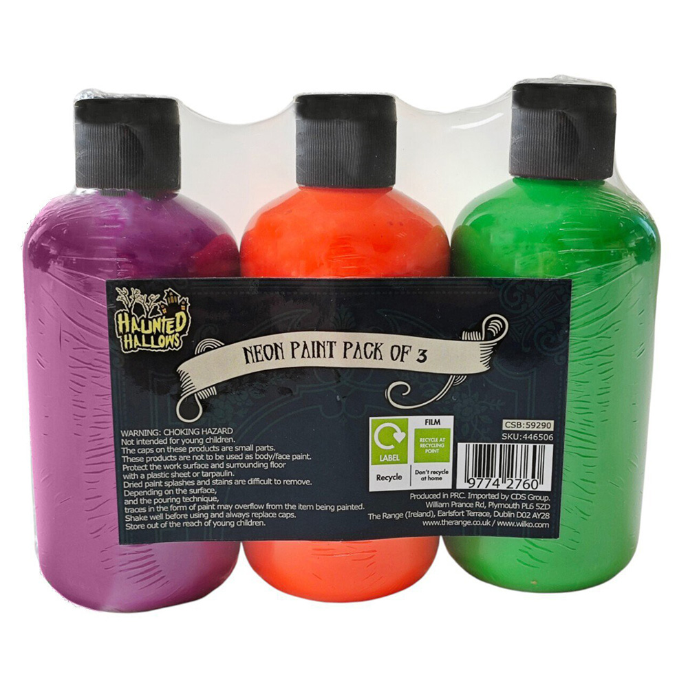Pack of 3 Halloween Neon Paints Image 1