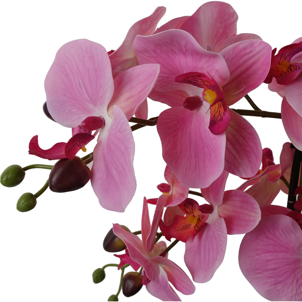 Leaf Pink Orchid Artificial Plant in Glass Planter 50cm Image 2