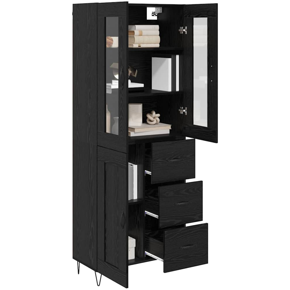 vidaXL 3 Door 3 Drawer Black Oak Sideboard Image 3