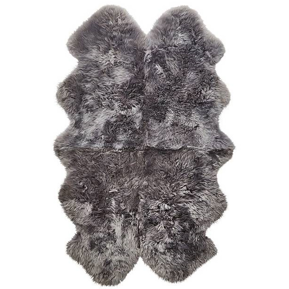 Origins Genuine Sheepskin Grey Quad New Zealand Wool Rug 160 x 105cm Image 1