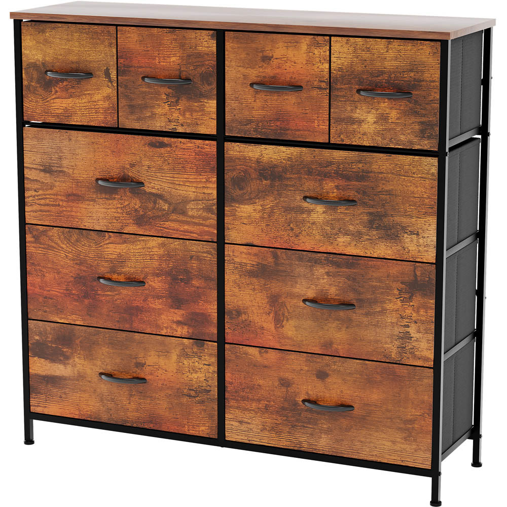 Vida Designs Chorley 10 Drawer Rustic Brown Fabric Chest of Drawer Image 2