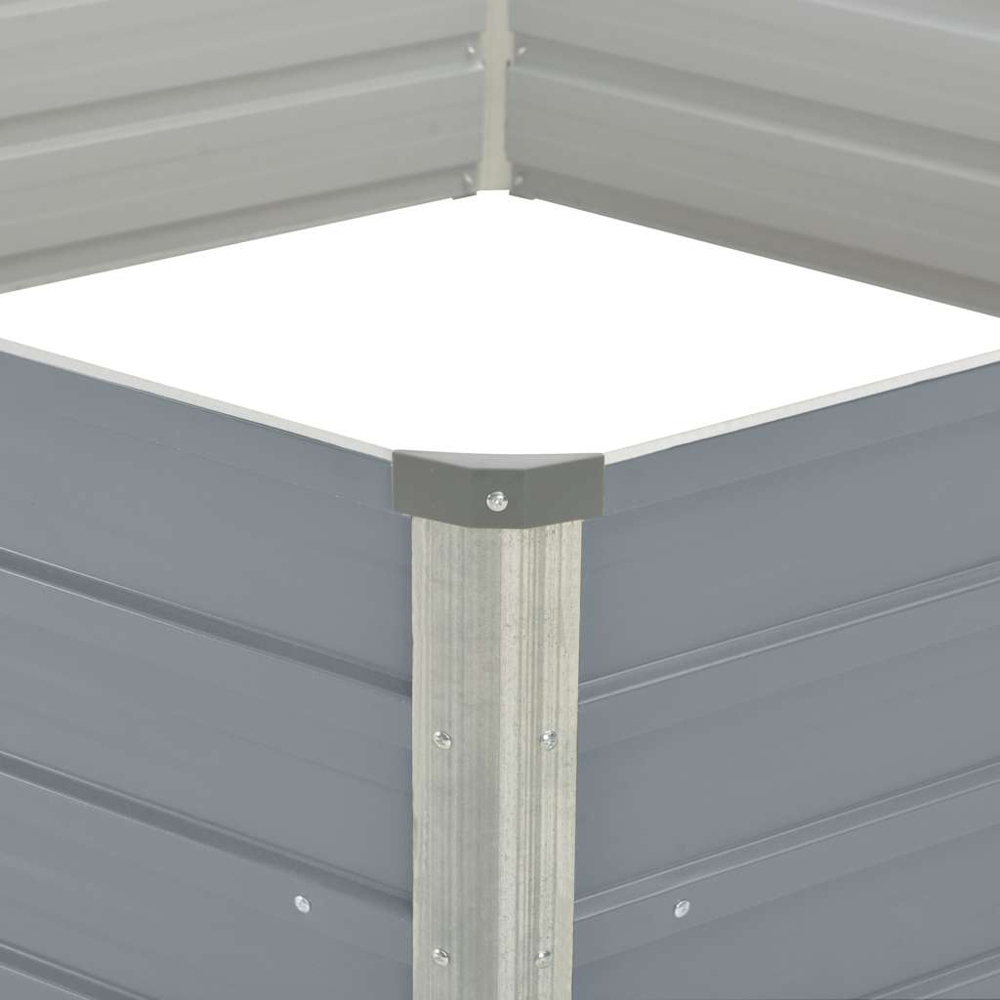 vidaXL Grey Galvanised Steel Raised Garden Bed 45 x 129 x 129cm Image 5