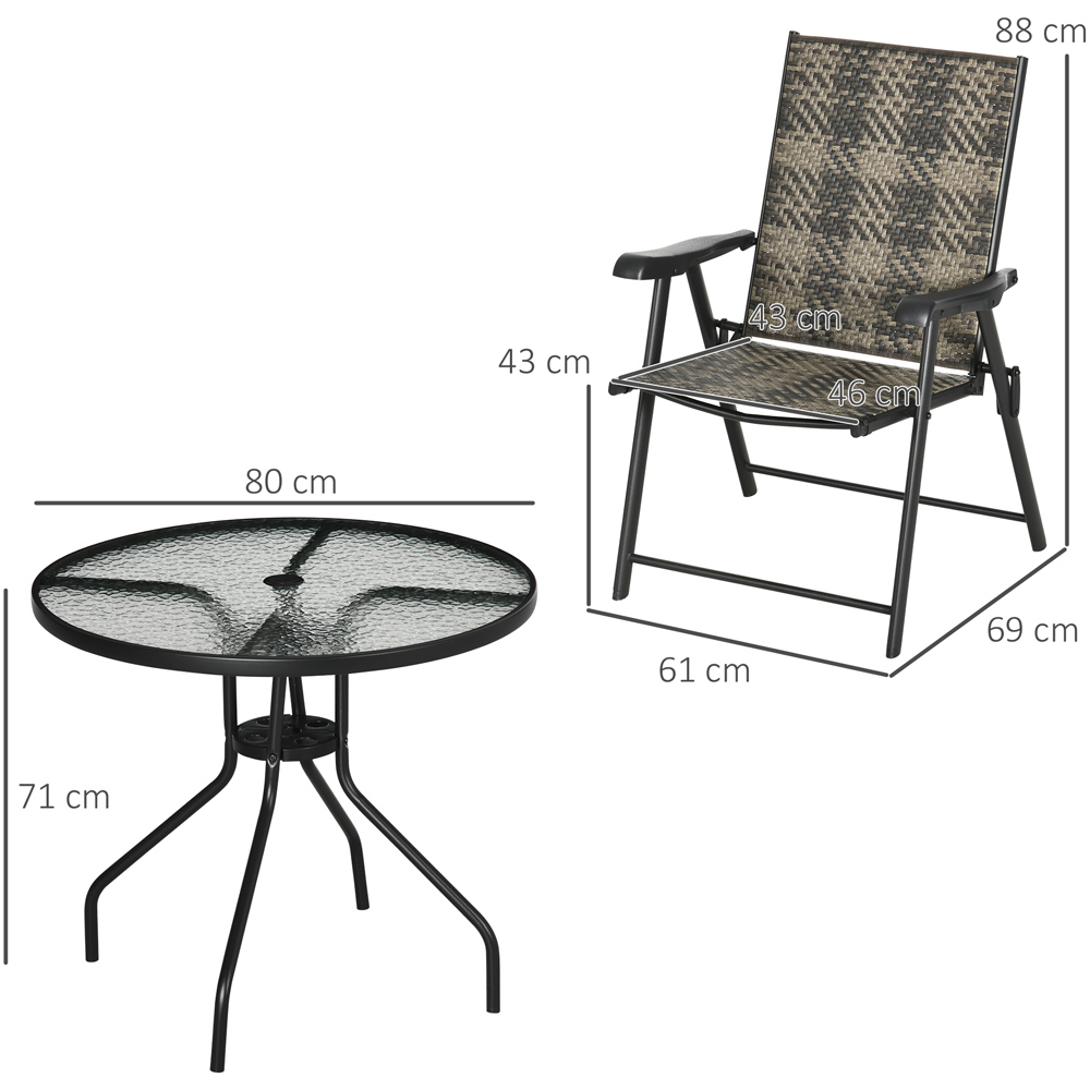 Outsunny Rattan 4 Seater Dining Set Mixed Grey Image 7