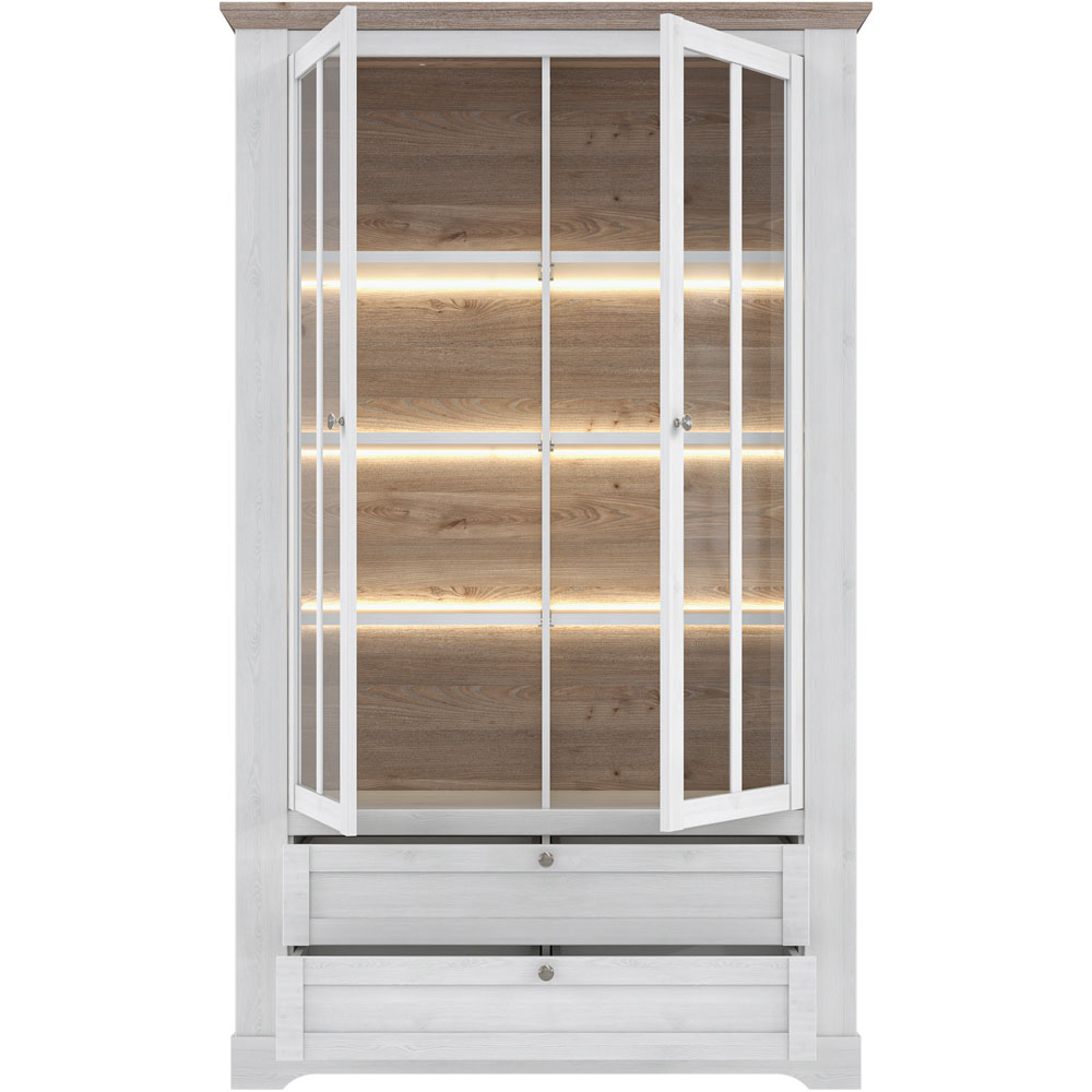 Florence Illopa 2 Door 2 Drawer Nelson and Snowy Oak Display Cabinet Image 5