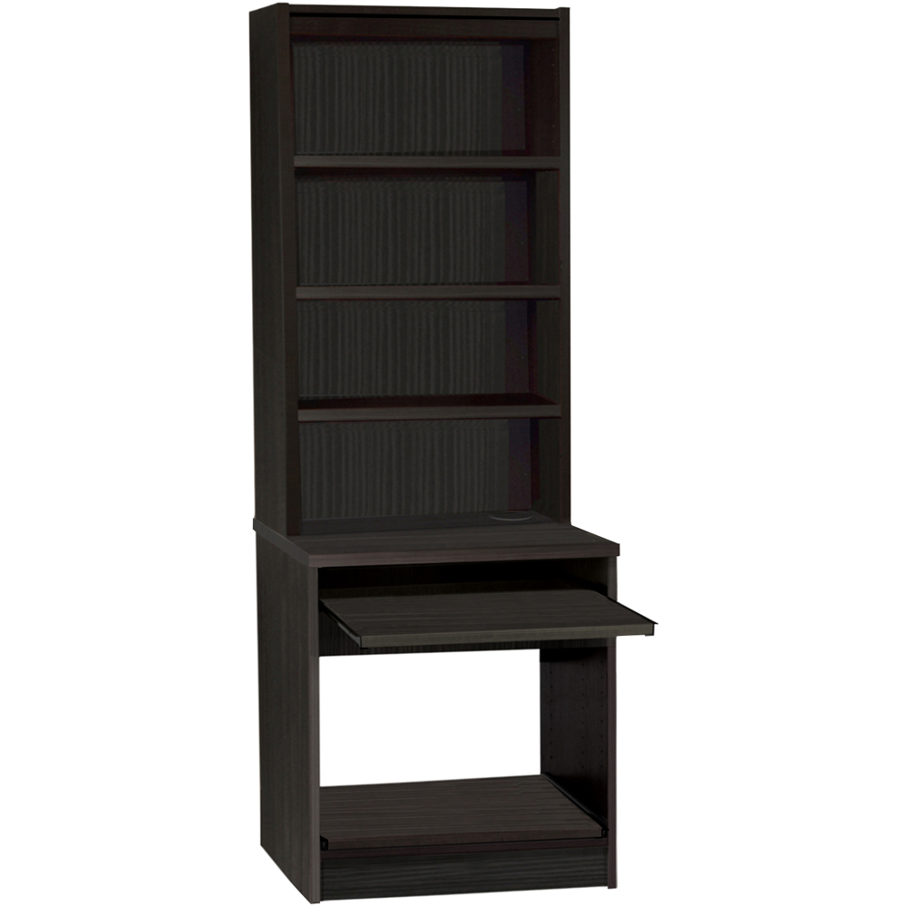 R White Cabinets 4 Shelf Printer Desk Stand with Hutch Black Image 2