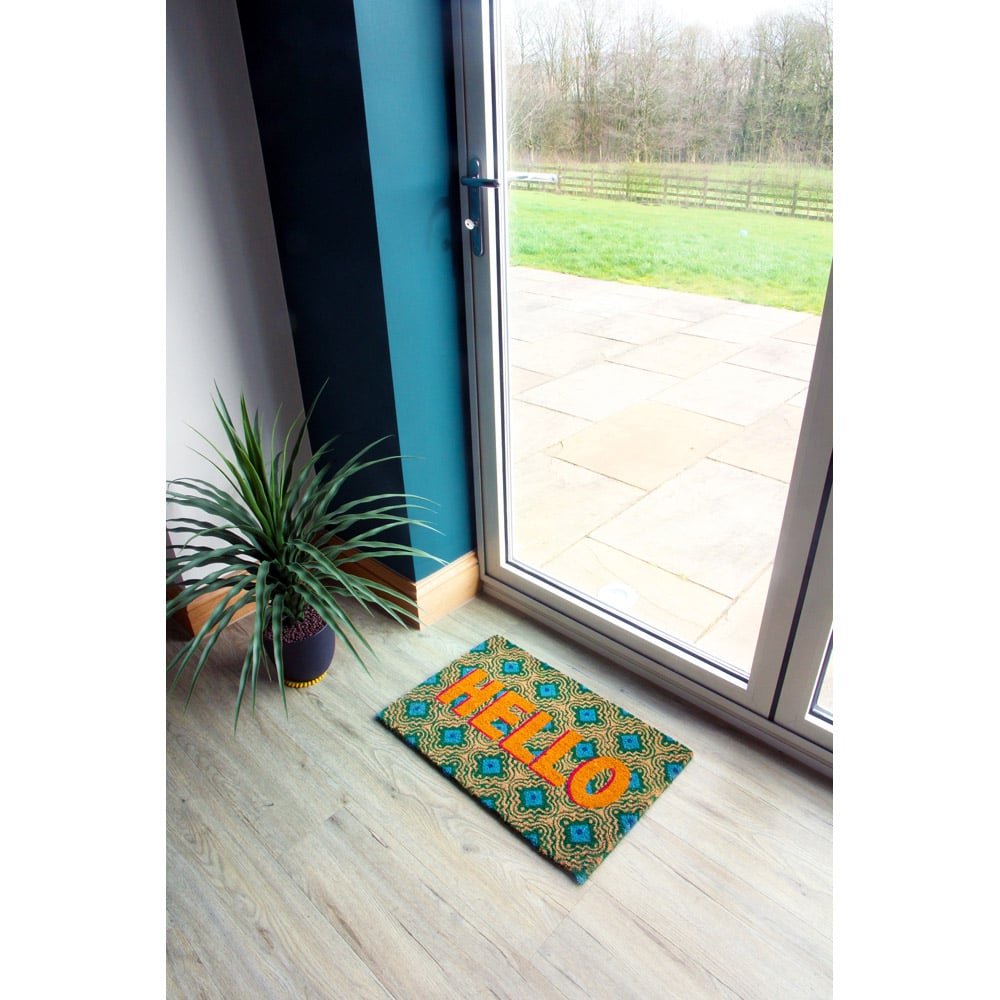 Eselle Astley Hello Printed Multicolour Coir Door Mat 40 x 60cm Image 4