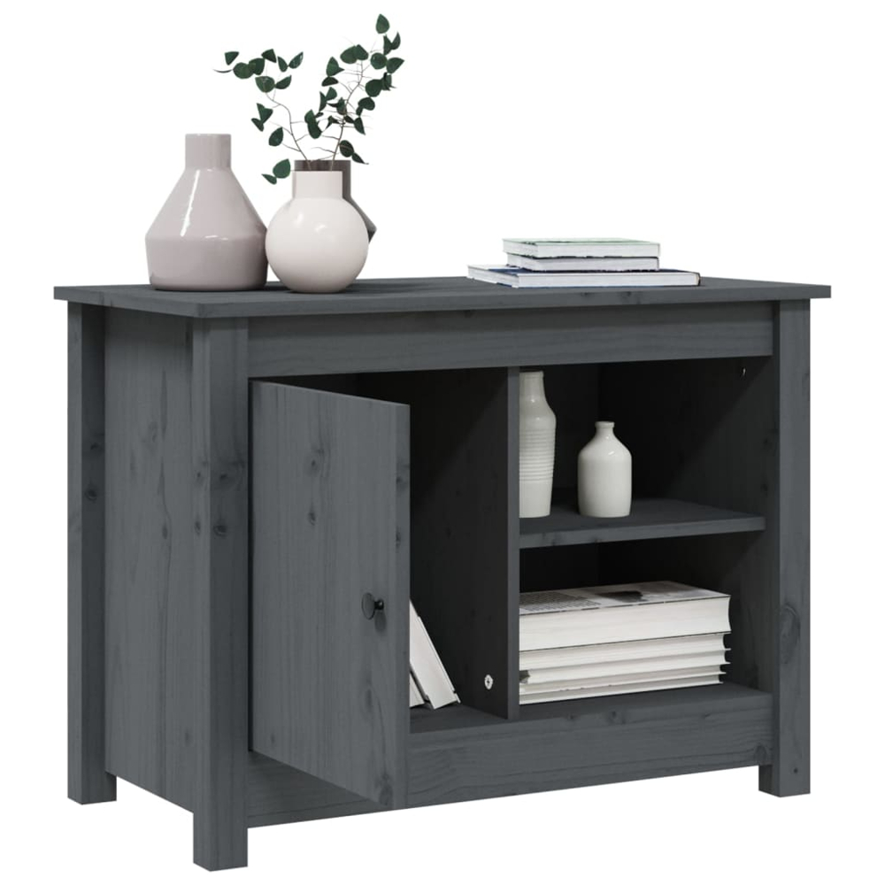 vidaXL Single Door 2 Shelf Grey Pine Wood TV Cabinet Image 6