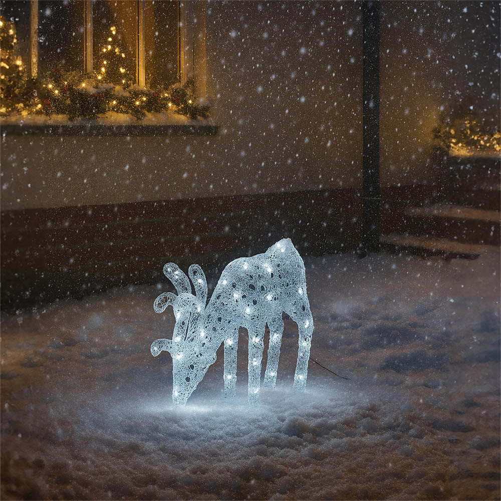 Xmas Haus Silver 60 White LED Head Down Deer Christmas Decoration 2ft Image 2