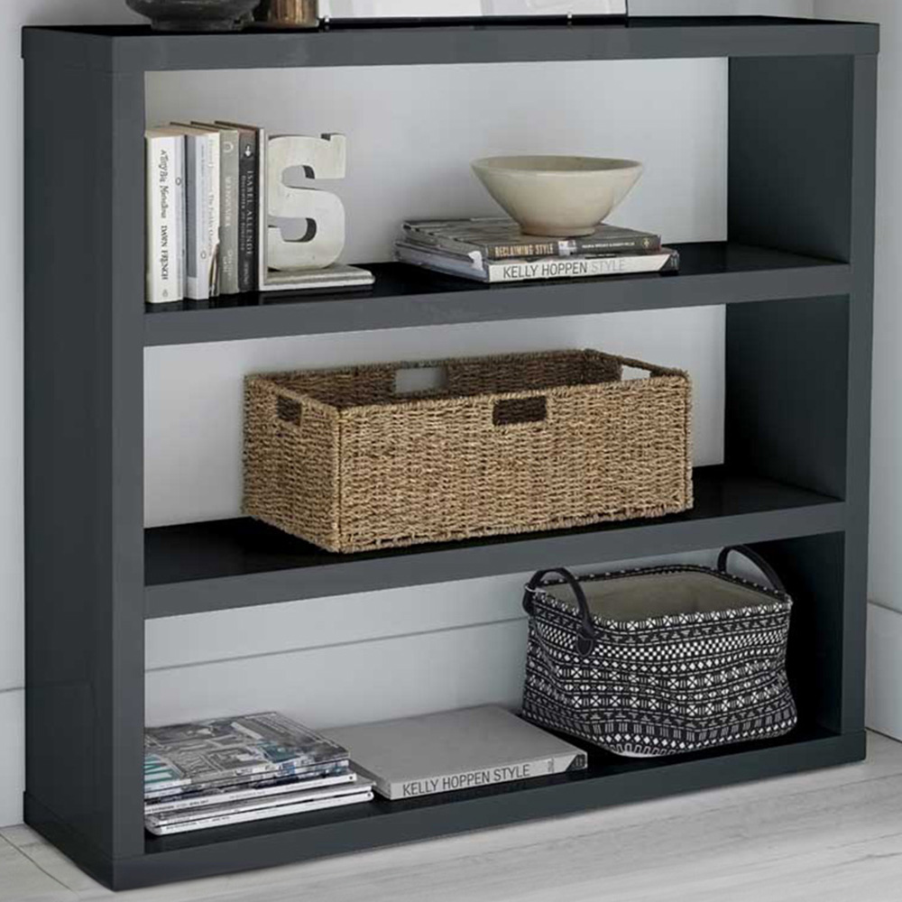 Puro 4 Shelf Charcoal Bookcase Image 1