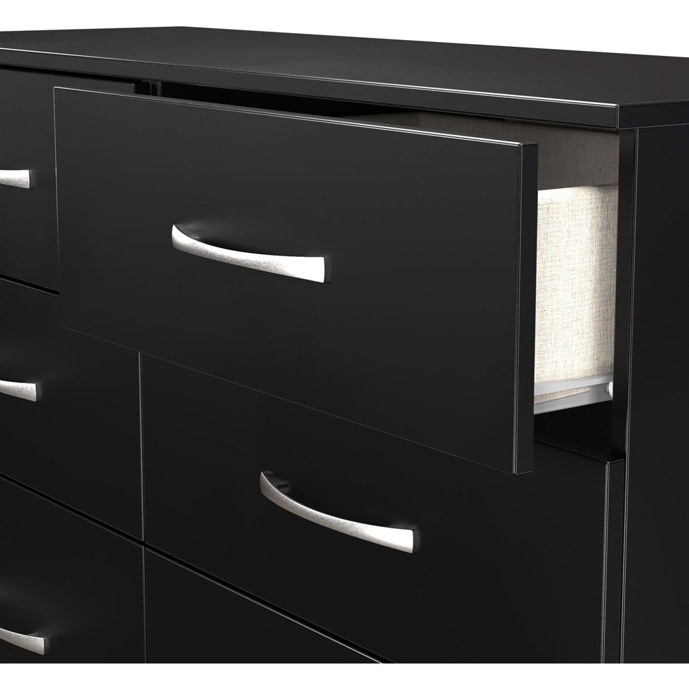 Crowndale Avon 6 Drawer Matt Black Wide Chest of Drawers Ready Assembled Image 6