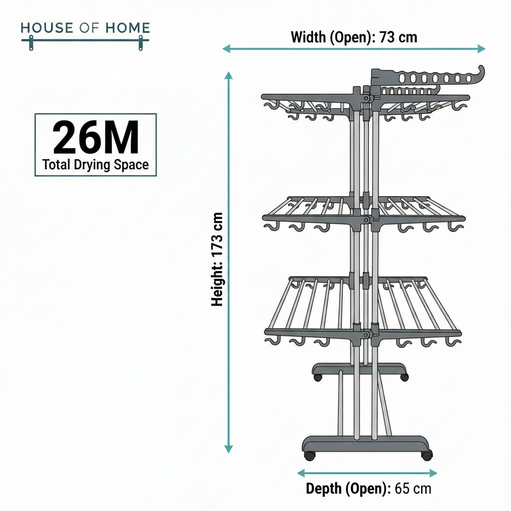 House Of Home 3-Tier Foldable Drying Rack Image 3