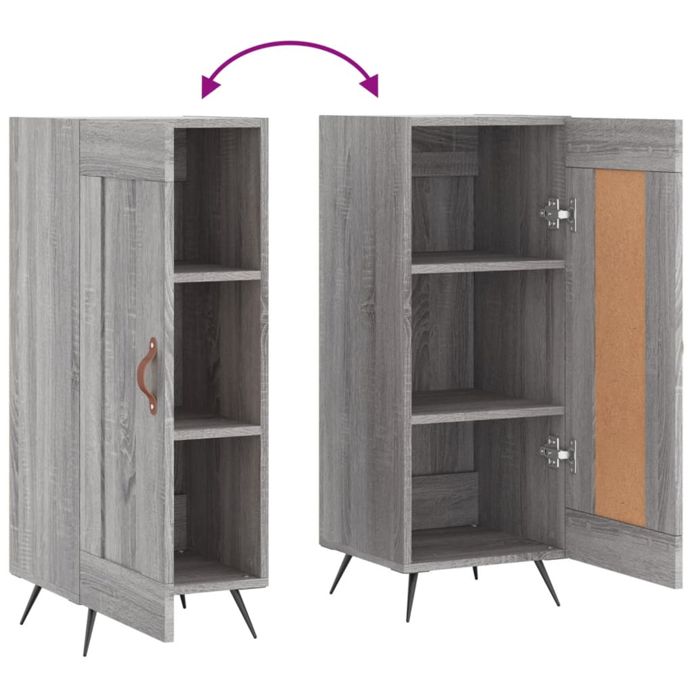vidaXL Single Door Grey Sonoma Wooden Sideboard Image 9