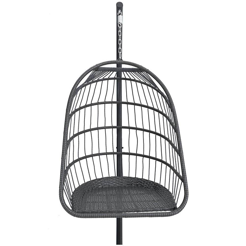 Living and Home Grey Rattan Hanging Egg Chair with Cushion Image 5