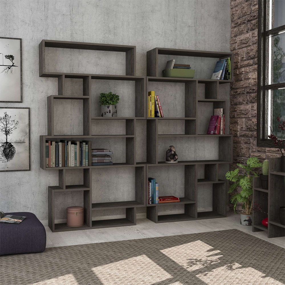 Decortie Karmato Dark Coffee 10 Compartment Tall Bookcase Display Unit Image 5