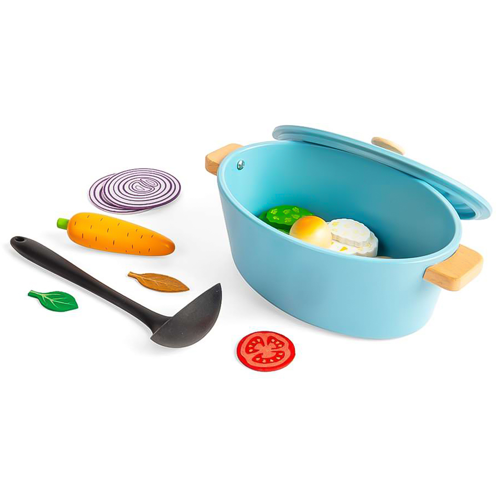 Bigjigs Toys Kids 17 Piece Wooden Casserole Dish Kitchen Playset Image 3