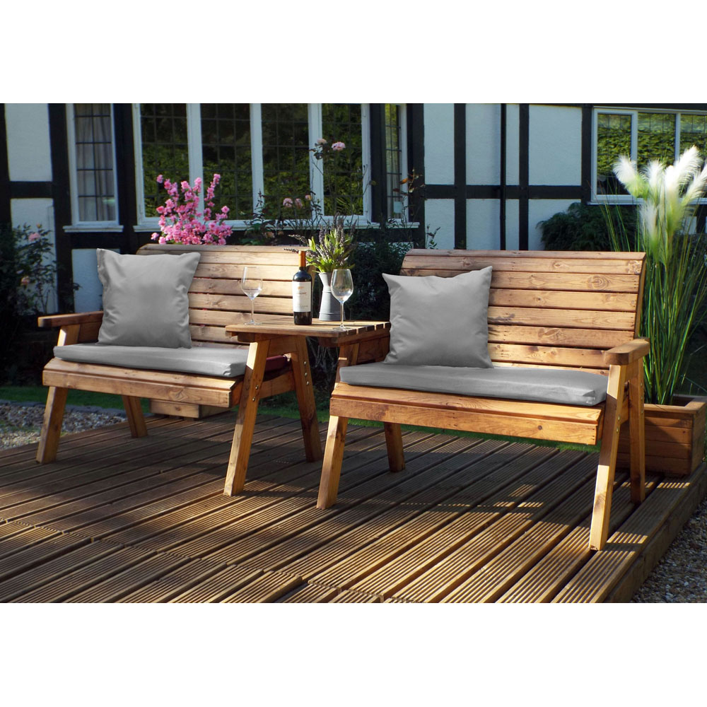 Charles Taylor 4 Seater Straight Bench Set with Grey Cushions Image 2