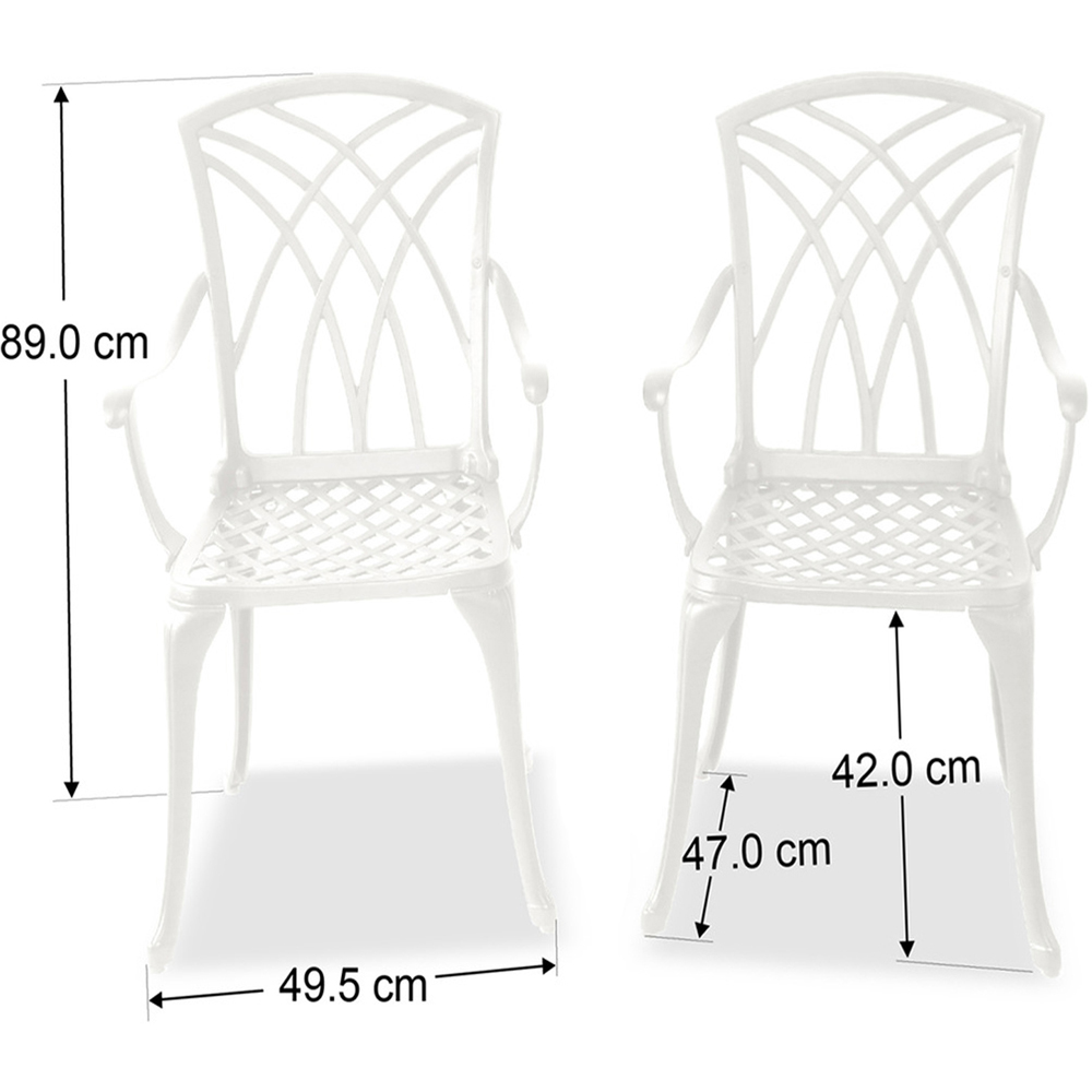 Centurion Oshowa Set of 2 White Garden Bistro Chairs with Armrests Image 7