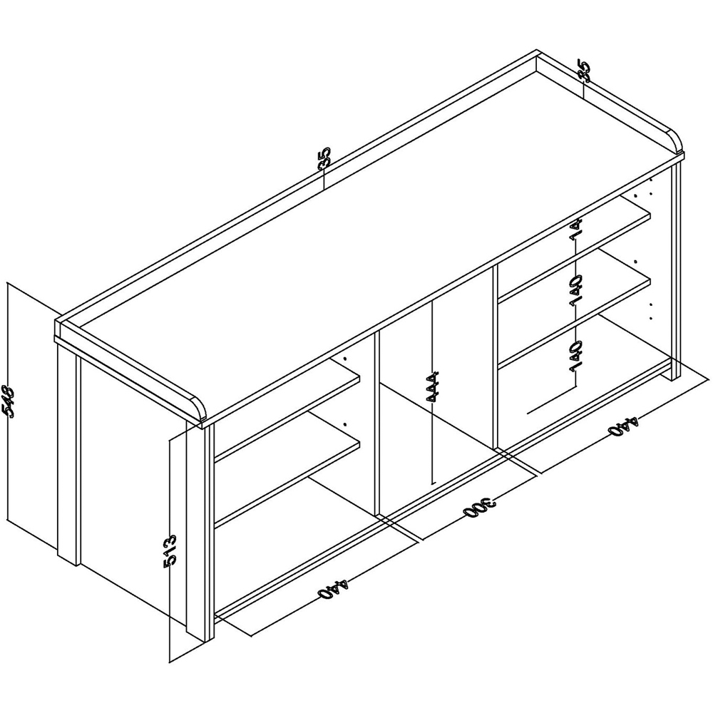 GFW Lancaster 2 Door Grey and Oak Shoe Bench Image 9