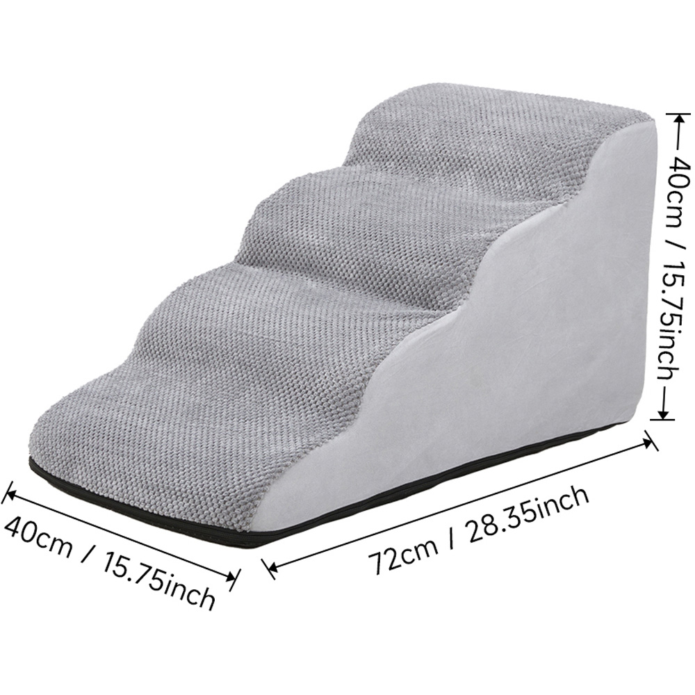 H&O Direct 4 Step Grey Corduroy Non Slip Pet Stairs Image 6